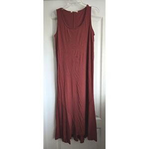Peruvian Connection Rust Terracotta Sleeveless Knit Maxi Dress Sz L Made Peru